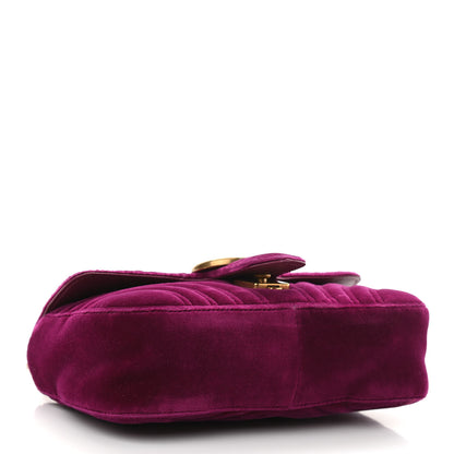 Gucci Velvet Matelasse Mini GG Marmont Shoulder Bag Fuchsia Violet Cyclamen 4 of 11