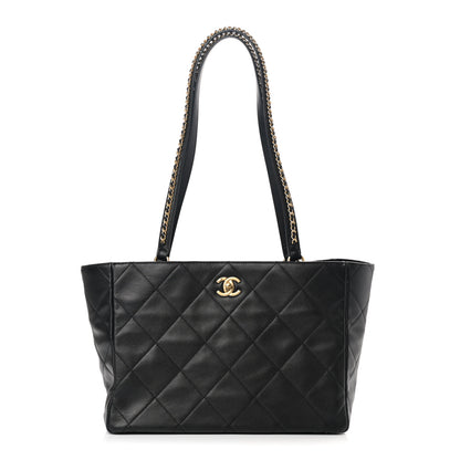 Chanel Calfskin Quilted Chain Shopping Tote Black 1 of 10