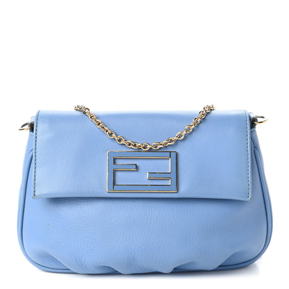 Fendi Vitello Flamingo Enamel Fendista Pouchette Crossbody Blue 1 of 11