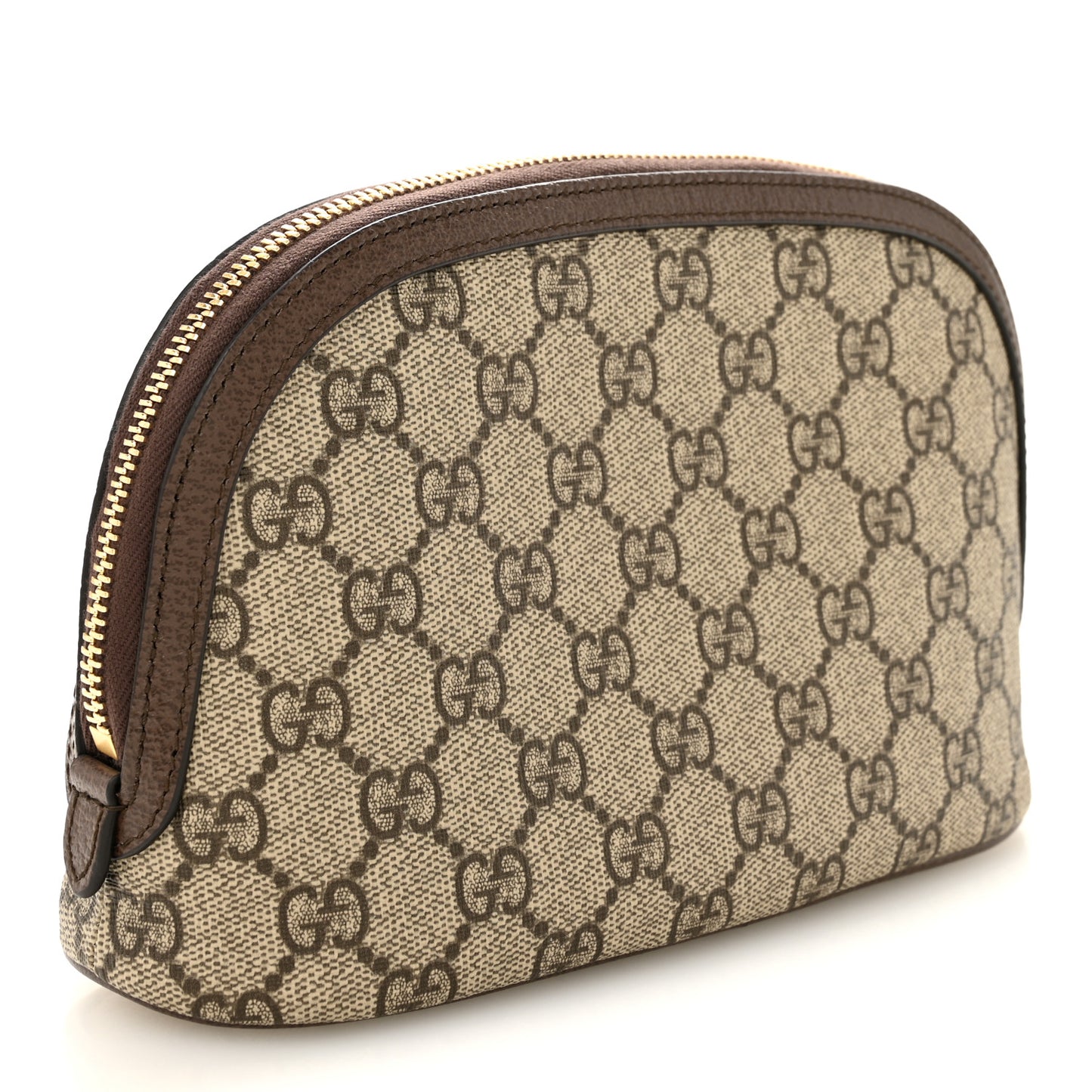 GG Supreme Monogram Textured Calfskin Web Large Ophidia Cosmetic Case  Beige Ebony New Acero