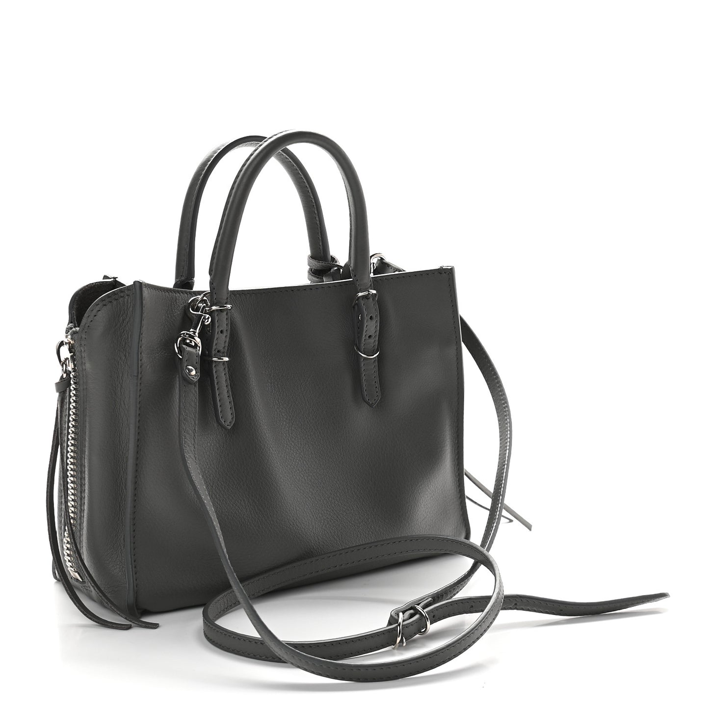 Calfskin Papier Mini A4 Zip Around Tote Gris Metal