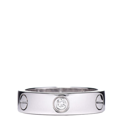 Cartier 18K White Gold 3 Diamond 5.5mm LOVE Ring 56 7.75 1 of 5