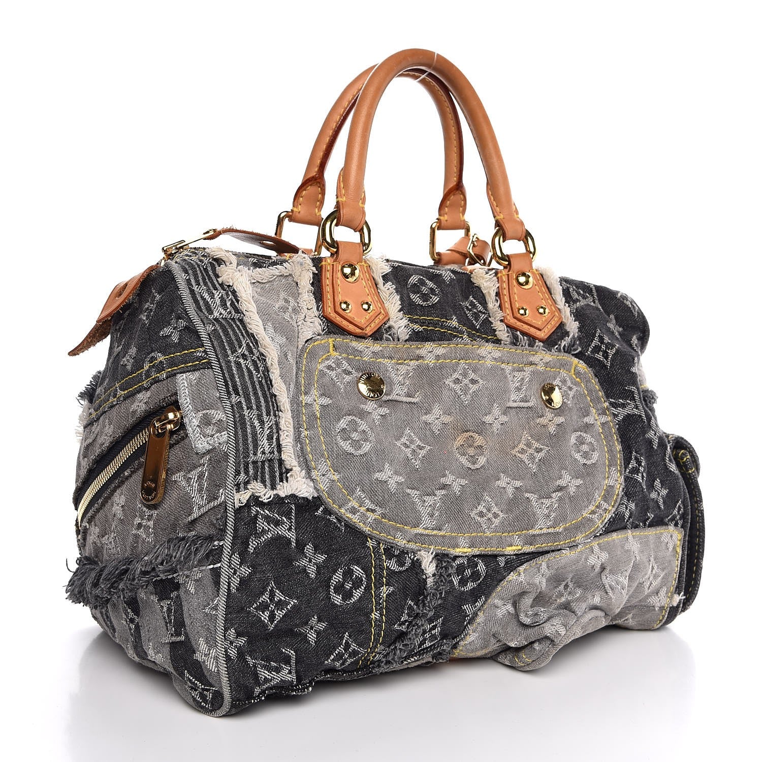 Louis Vuitton Denim Patchwork Speedy 30 Grey 3 of 7