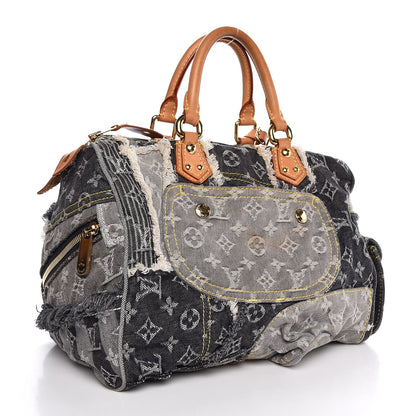 Louis Vuitton Denim Patchwork Speedy 30 Grey 3 of 7