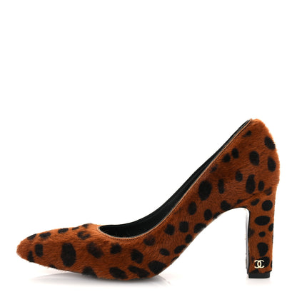 Chanel Pony Hair Lambskin Pumps 37 Brown Black 1 of 11