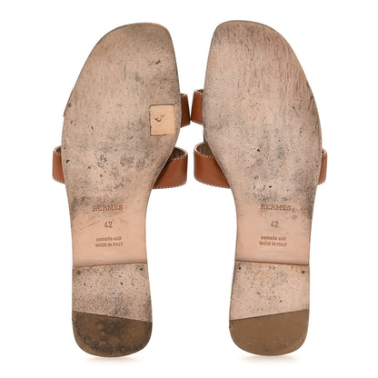 Hermes Box Calfskin Oran Sandals 42 Gold 6 of 9