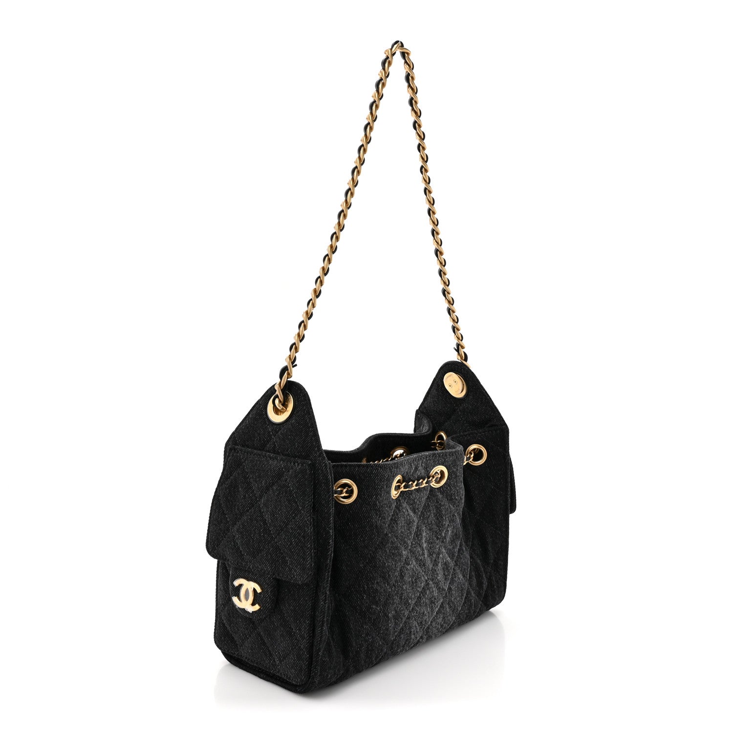 Chanel Washed Denim Quilted Mini Chanel 25 Handbag Black 1840718