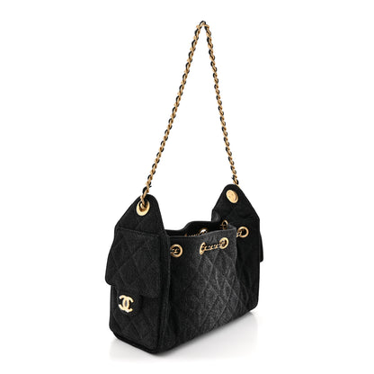 Chanel Washed Denim Quilted Mini Chanel 25 Handbag Black 3 of 10