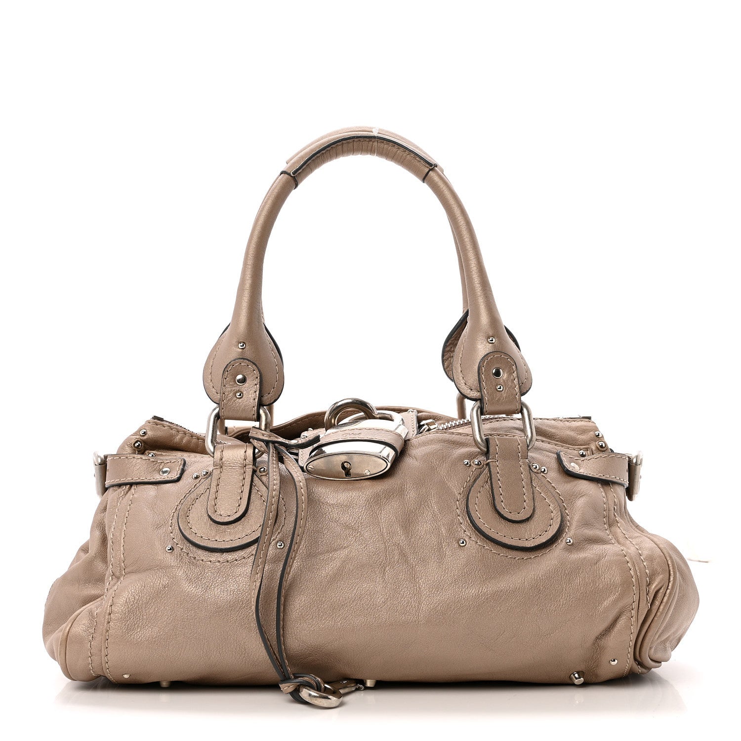 Chloe Metallic Calfskin Medium Paddington Satchel Taupe 1 of 14