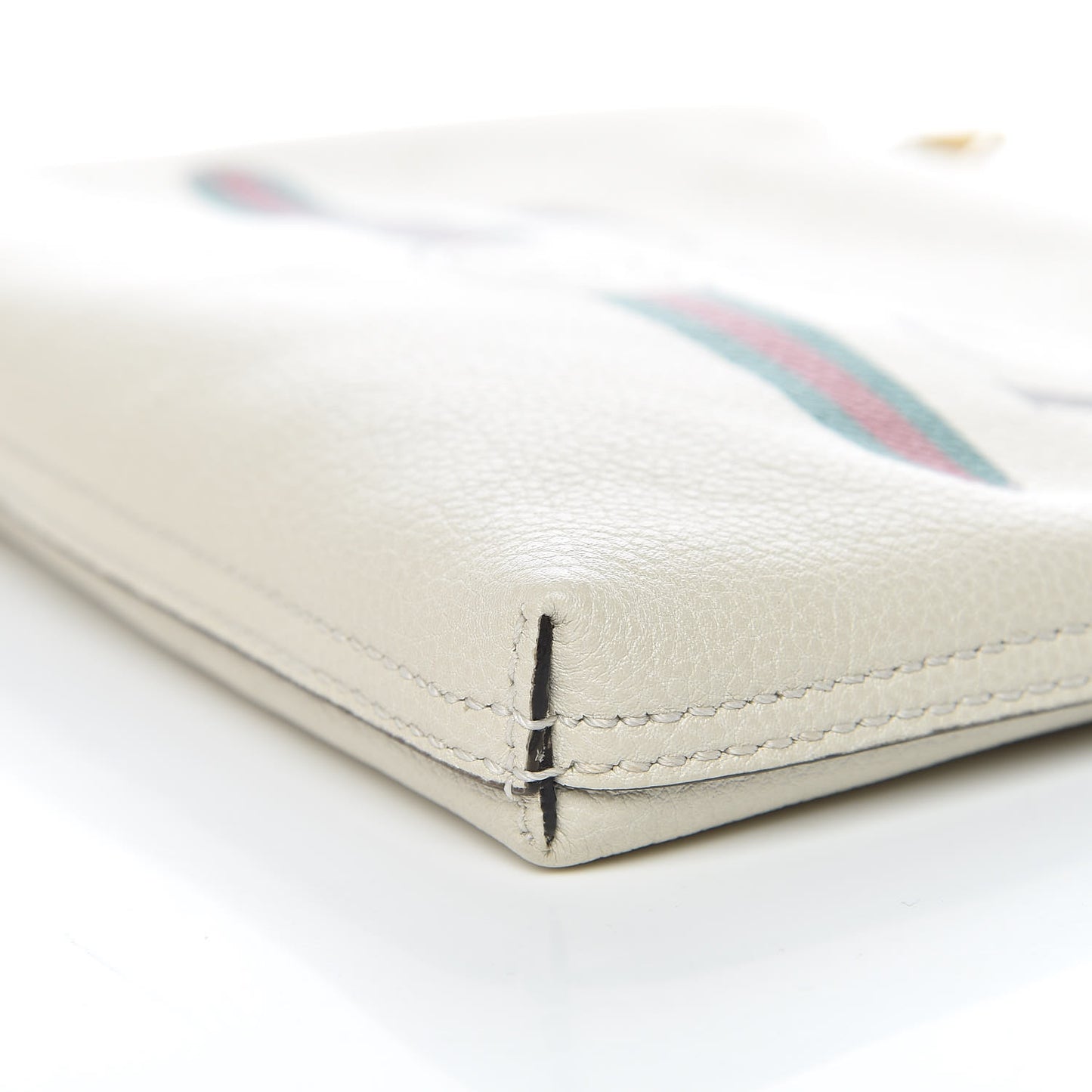Pebbled Calfskin Medium Logo Portfolio Clutch White