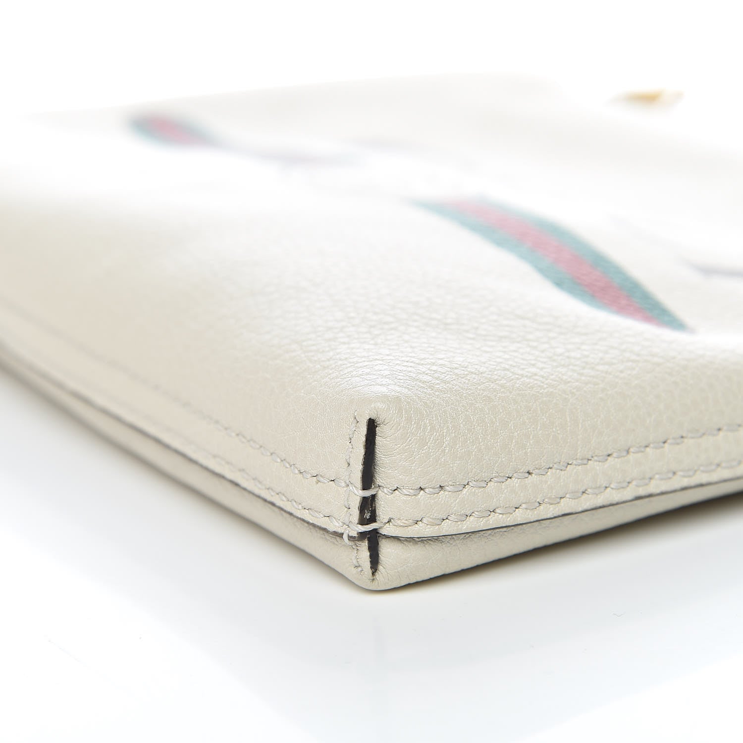 Gucci Pebbled Calfskin Medium Logo Portfolio Clutch White 6 of 9