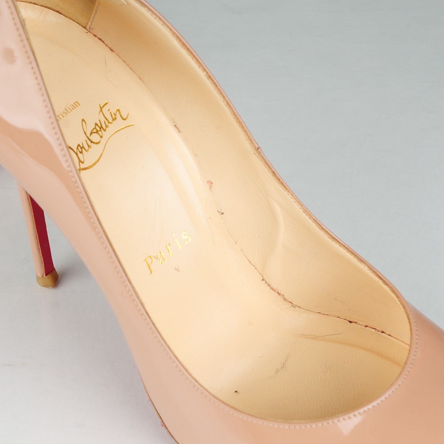Christian Louboutin Patent Elisa 100 Pumps 38.5 Nude 8 of 10