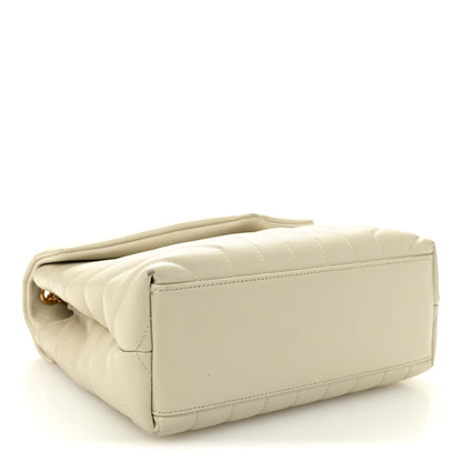 Saint Laurent Calfskin Y Quilted Monogram Small Loulou Chain Satchel Blanc Vintage 4 of 12