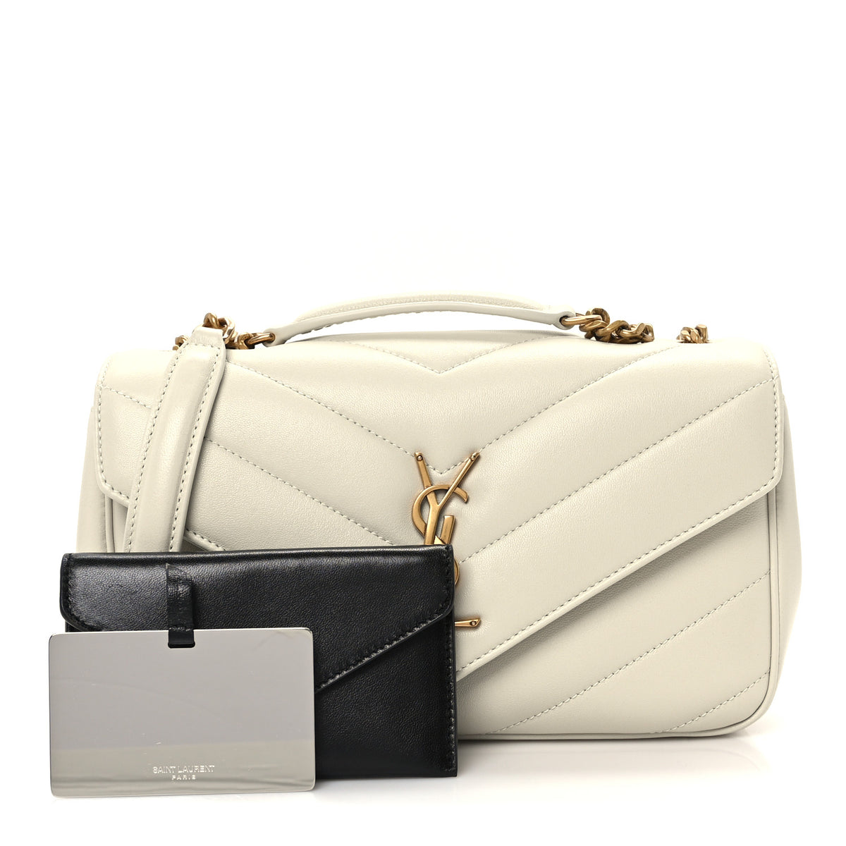 Lambskin Chevron Quilted Small Loulou White