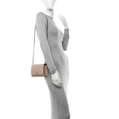 Alexander McQueen Calfskin Crocodile Embossed Skull Mini Crossbody Bag Beige 2 of 11