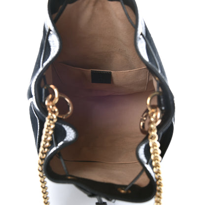 Gucci Suede Patent Web Medium Rajah Bucket Bag Black 7 of 16