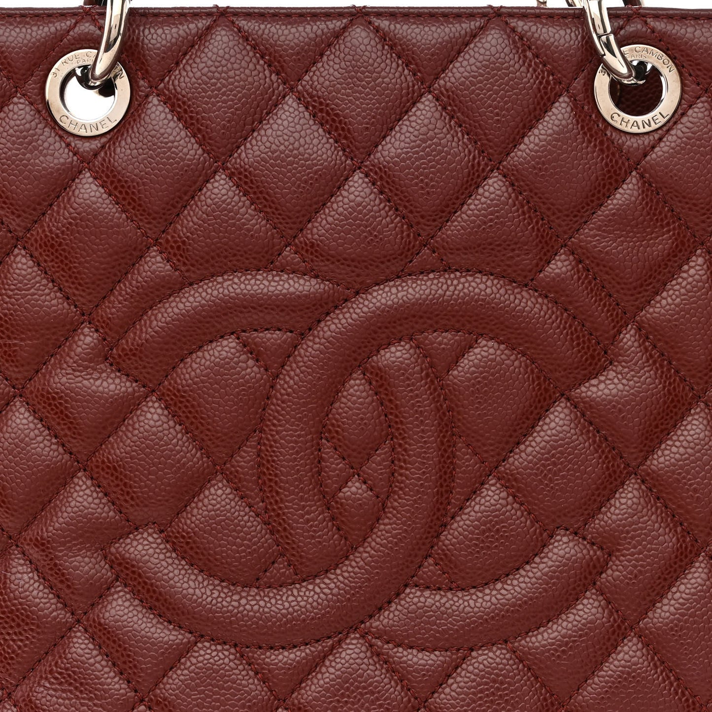 Caviar Quilted Grand Shopping Tote GST Burgundy