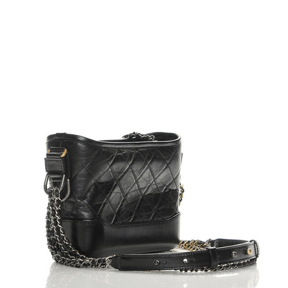 Chanel Aged Calfskin Quilted Small Gabrielle Hobo Black 3 of 14