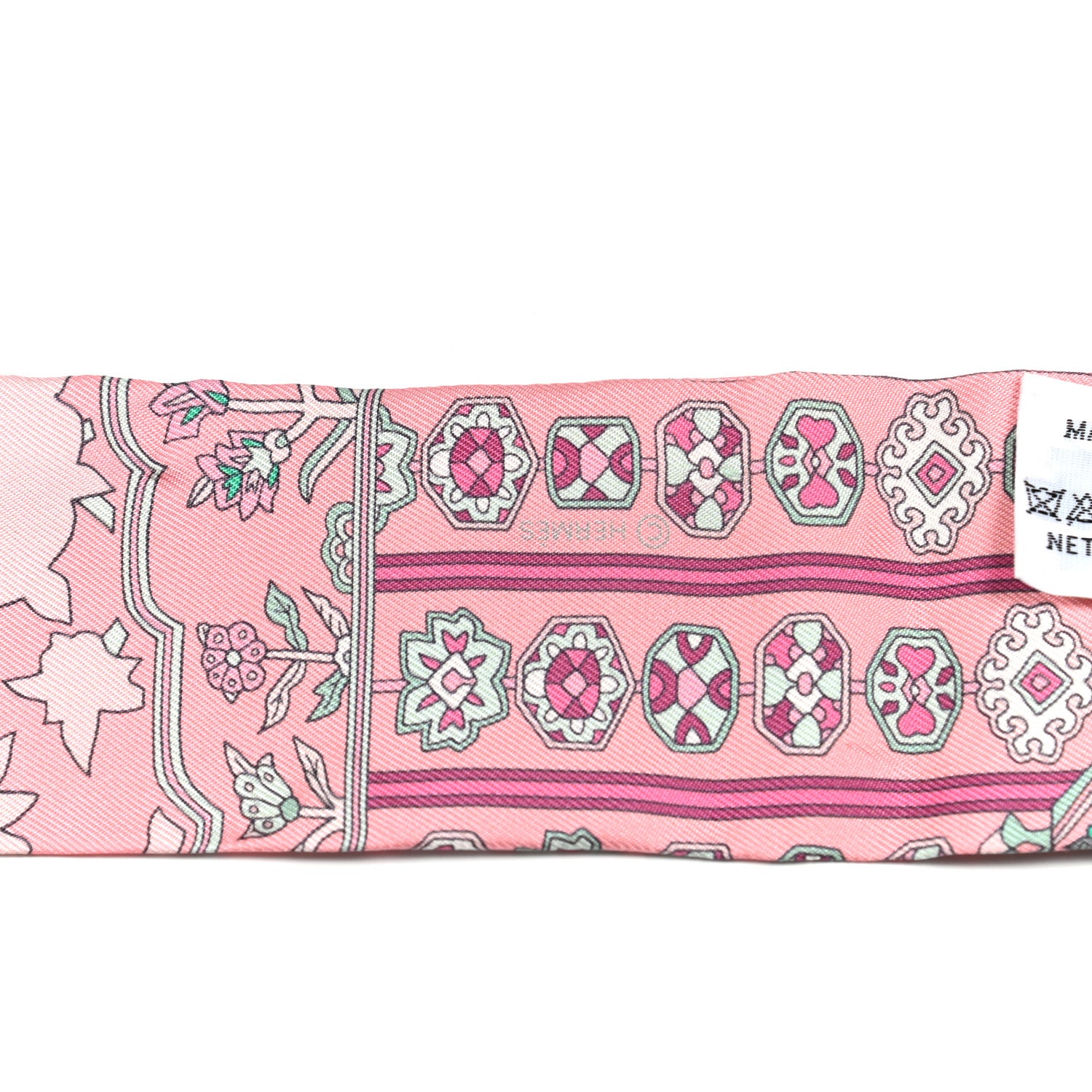 Hermes Silk Tapis Persans Twilly Rose Vert De Eau Creme 3 of 4