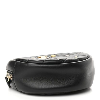 Chanel Lambskin Quilted Studded Round Clutch With Chain Black 4 of 9