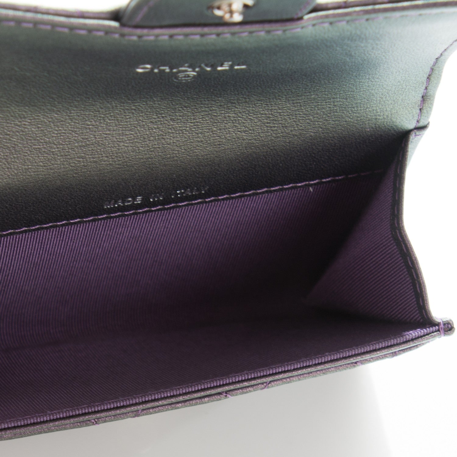 Chanel Metallic Lambskin Quilted Card Holder Dark Purple 5 of 8