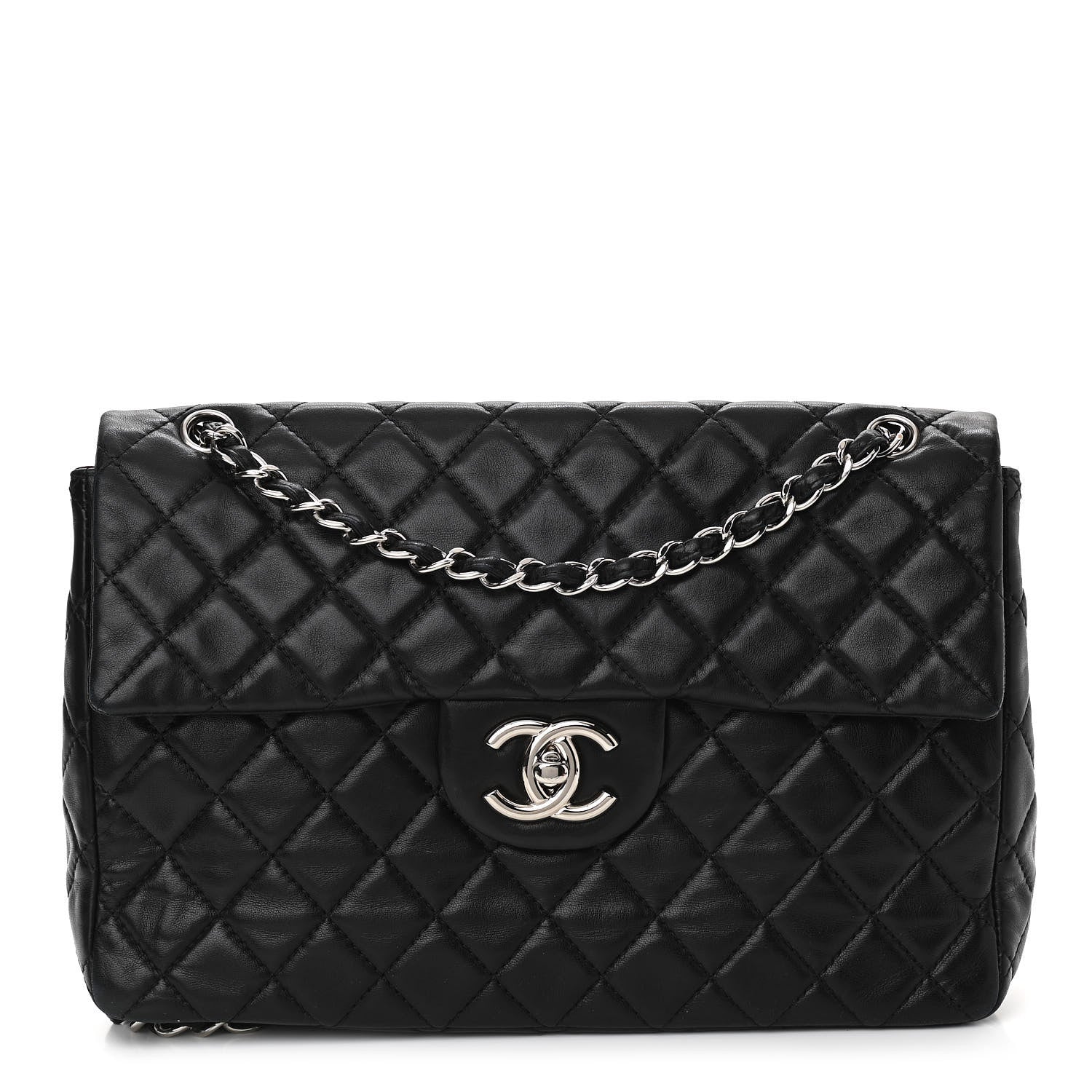 Chanel Washed Lambskin Quilted Maxi Single Flap Black 1 of 9