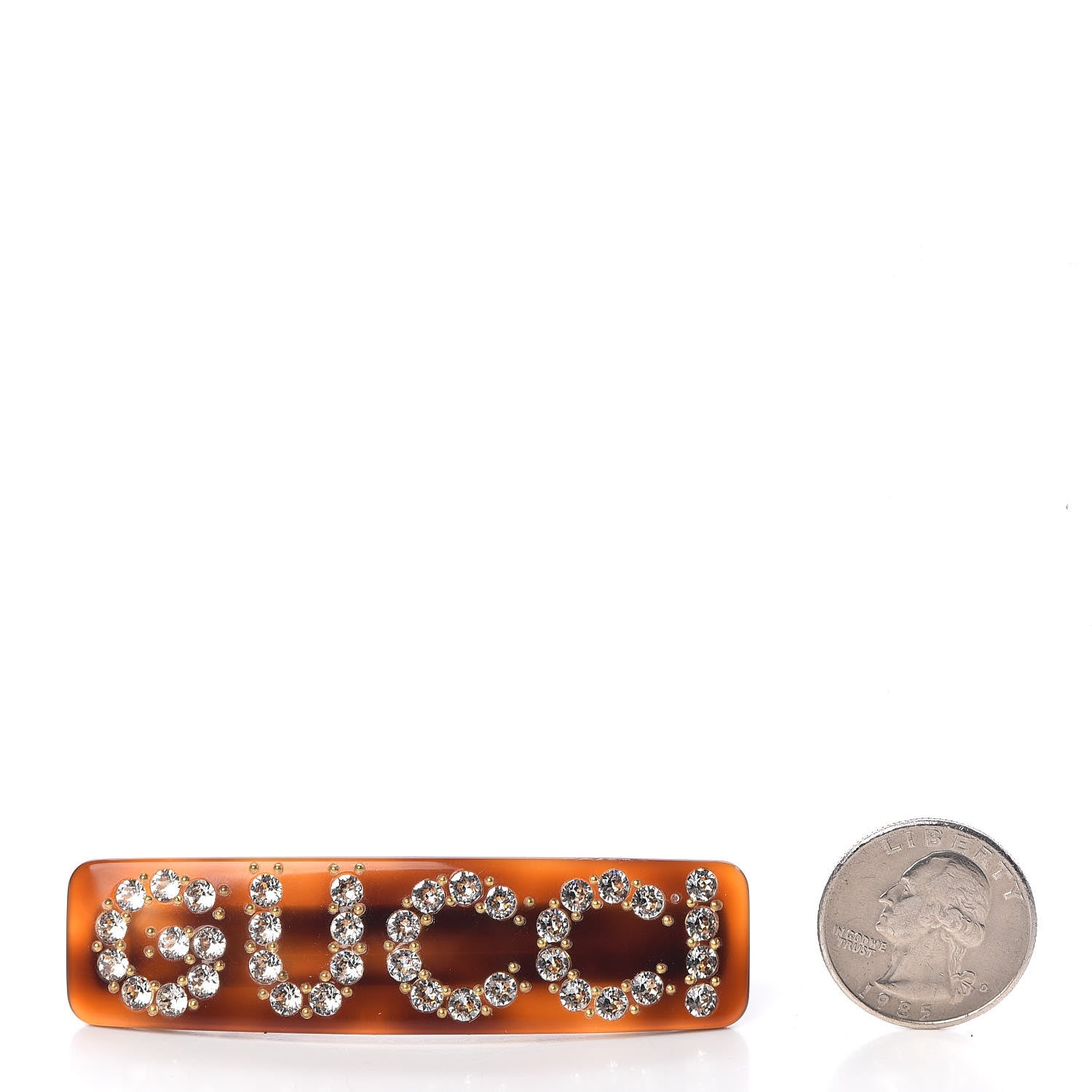 Gucci Resin Crystal Single Hair Barrette Tortoiseshell 2 of 7