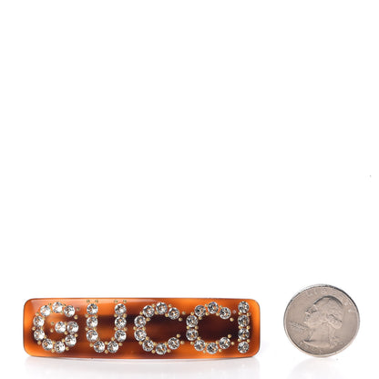 Gucci Resin Crystal Single Hair Barrette Tortoiseshell 2 of 7