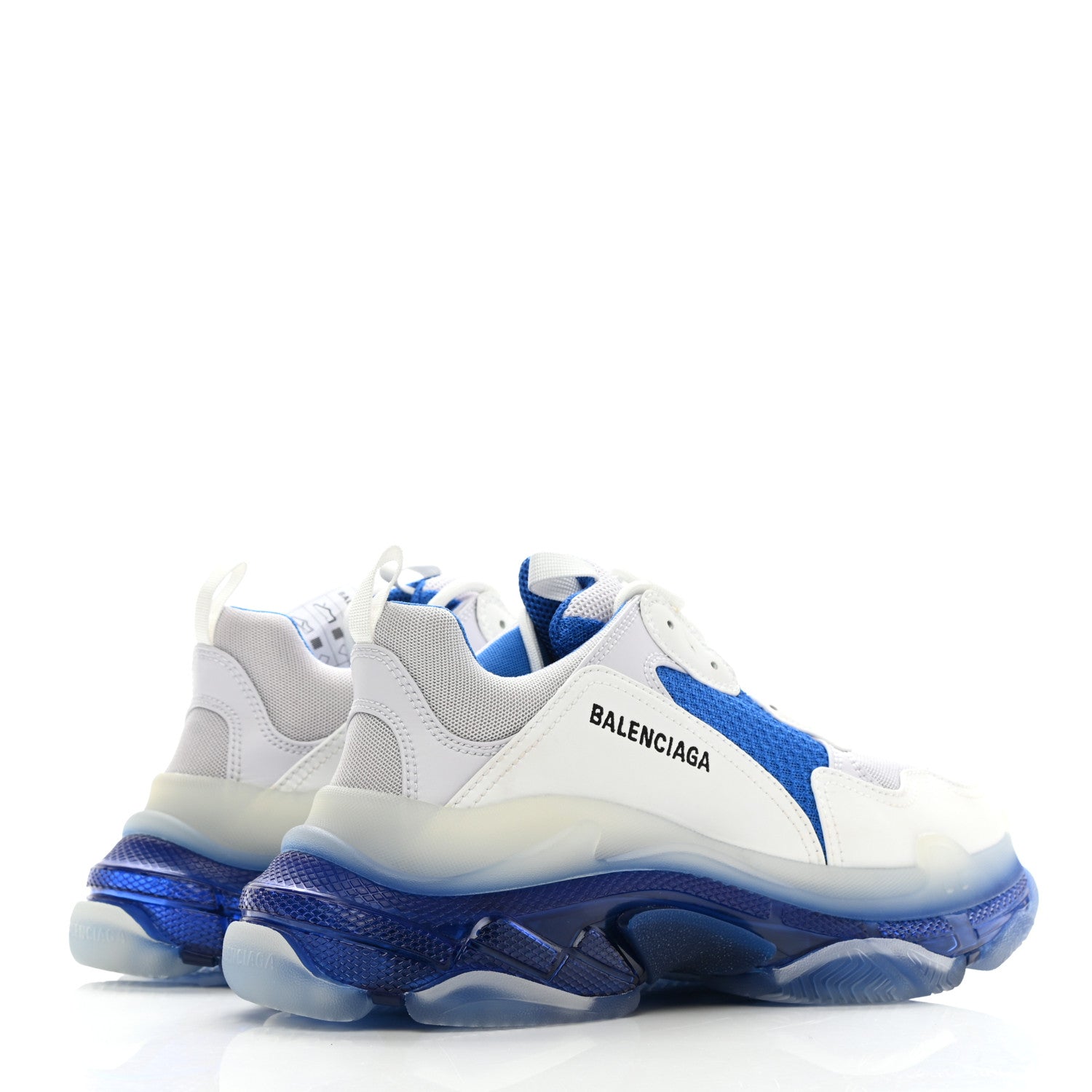 Balenciaga Fabric Mesh Clear Sole Mens Triple S Sneakers 42 White Blue Grey 5 of 11