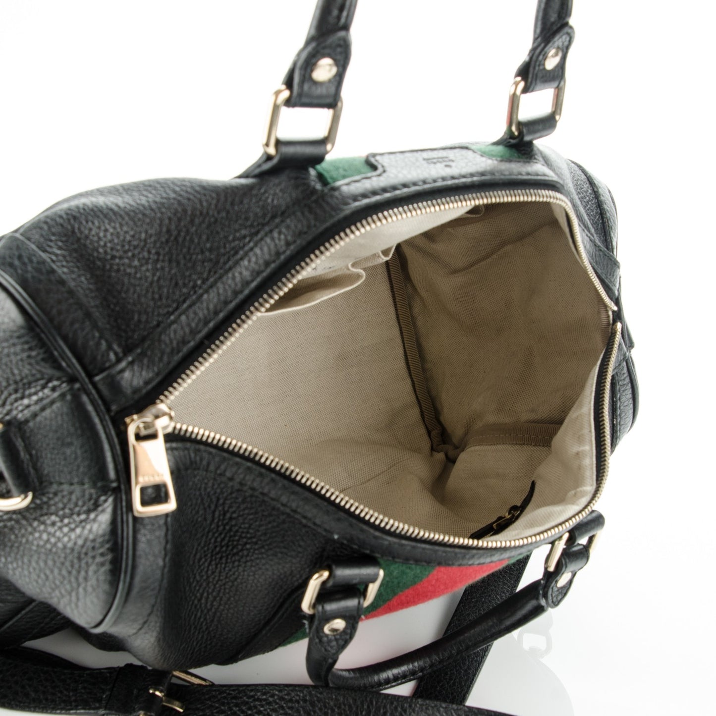 Calfskin Vintage Web Medium Boston Black