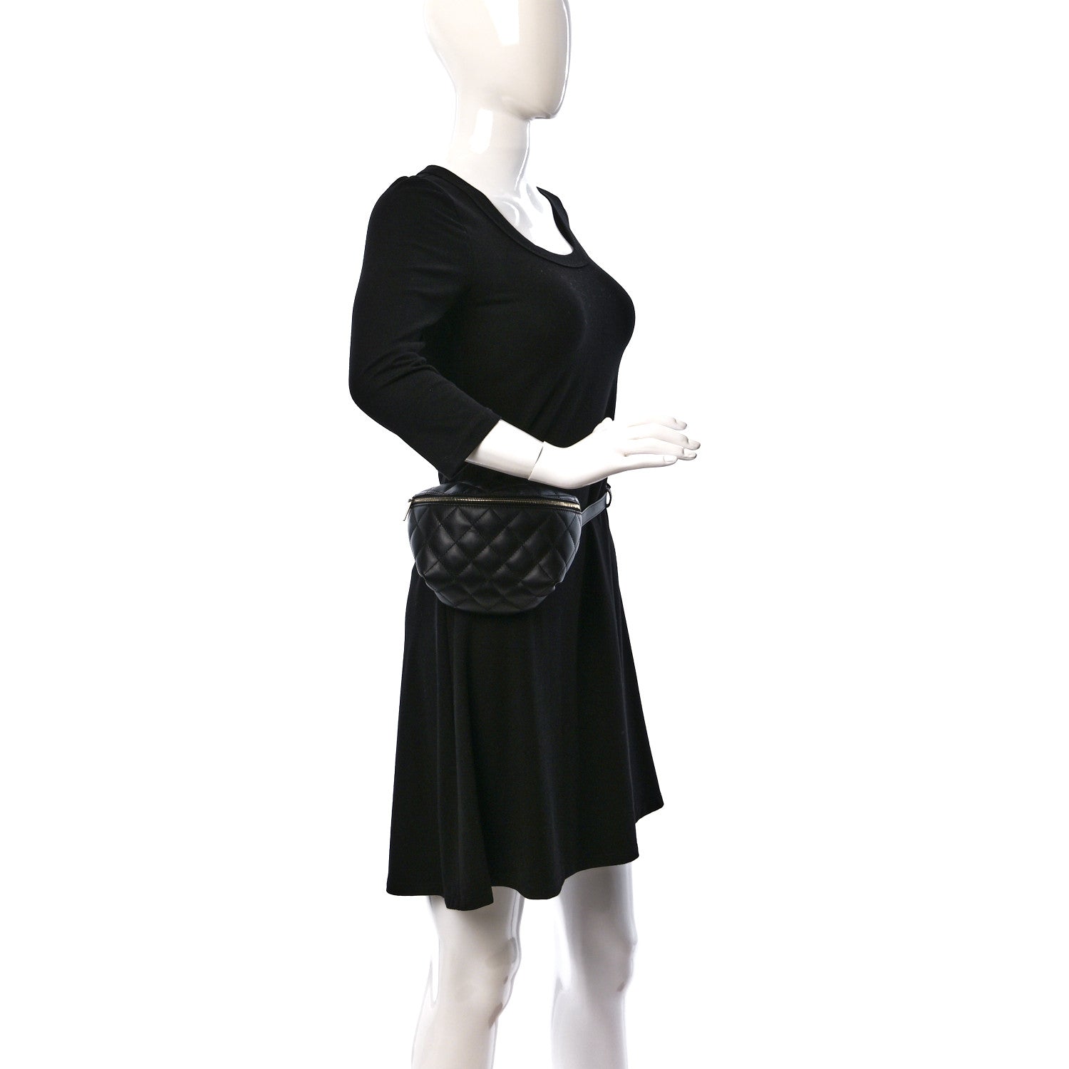 Chanel Calfskin Quilted Waist Belt Bag Black 2 of 9