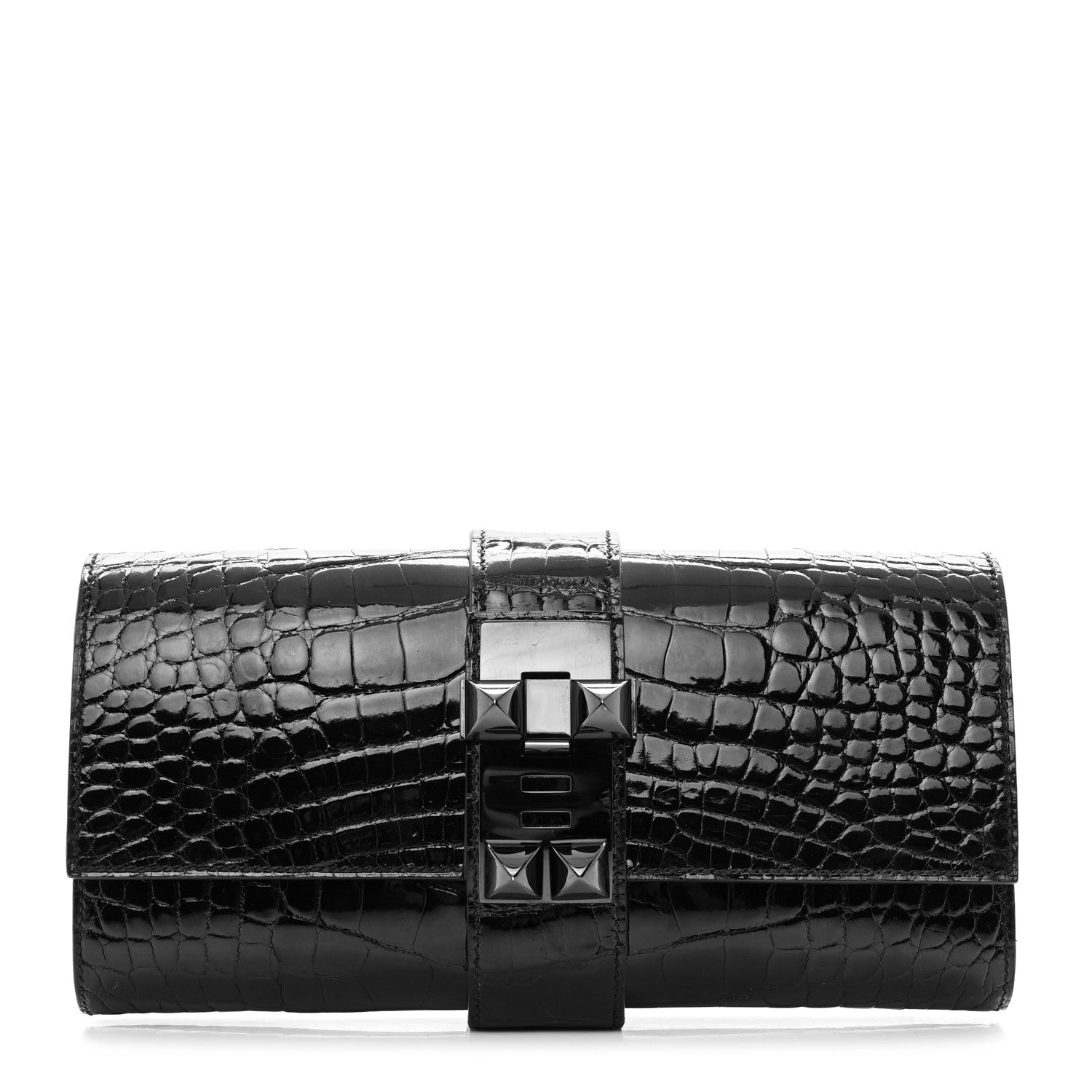 Hermes Shiny Alligator Medor Clutch 23 So Black 1 of 8