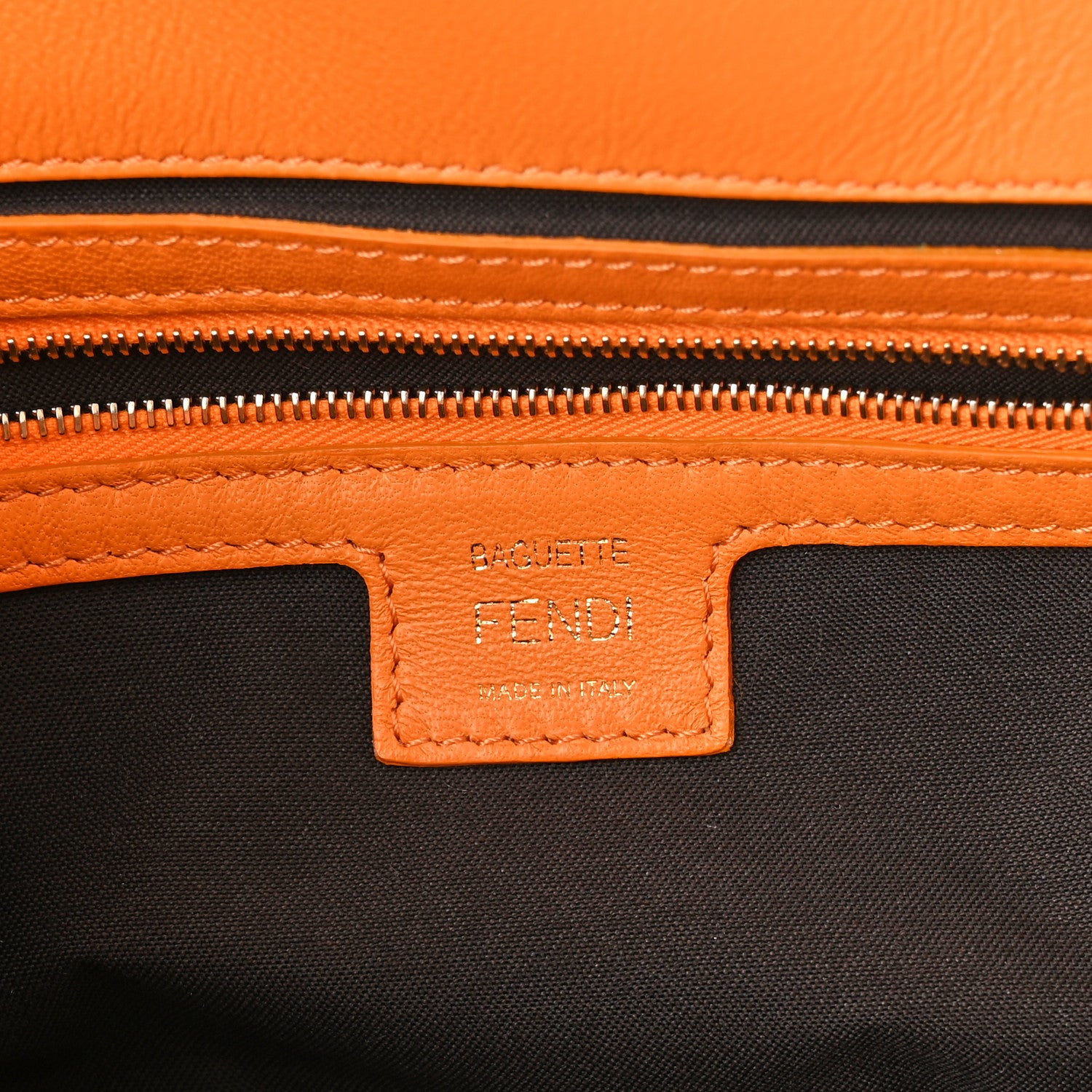 Fendi Nappa FF 1974 Embossed Baguette Clementine 6 of 11