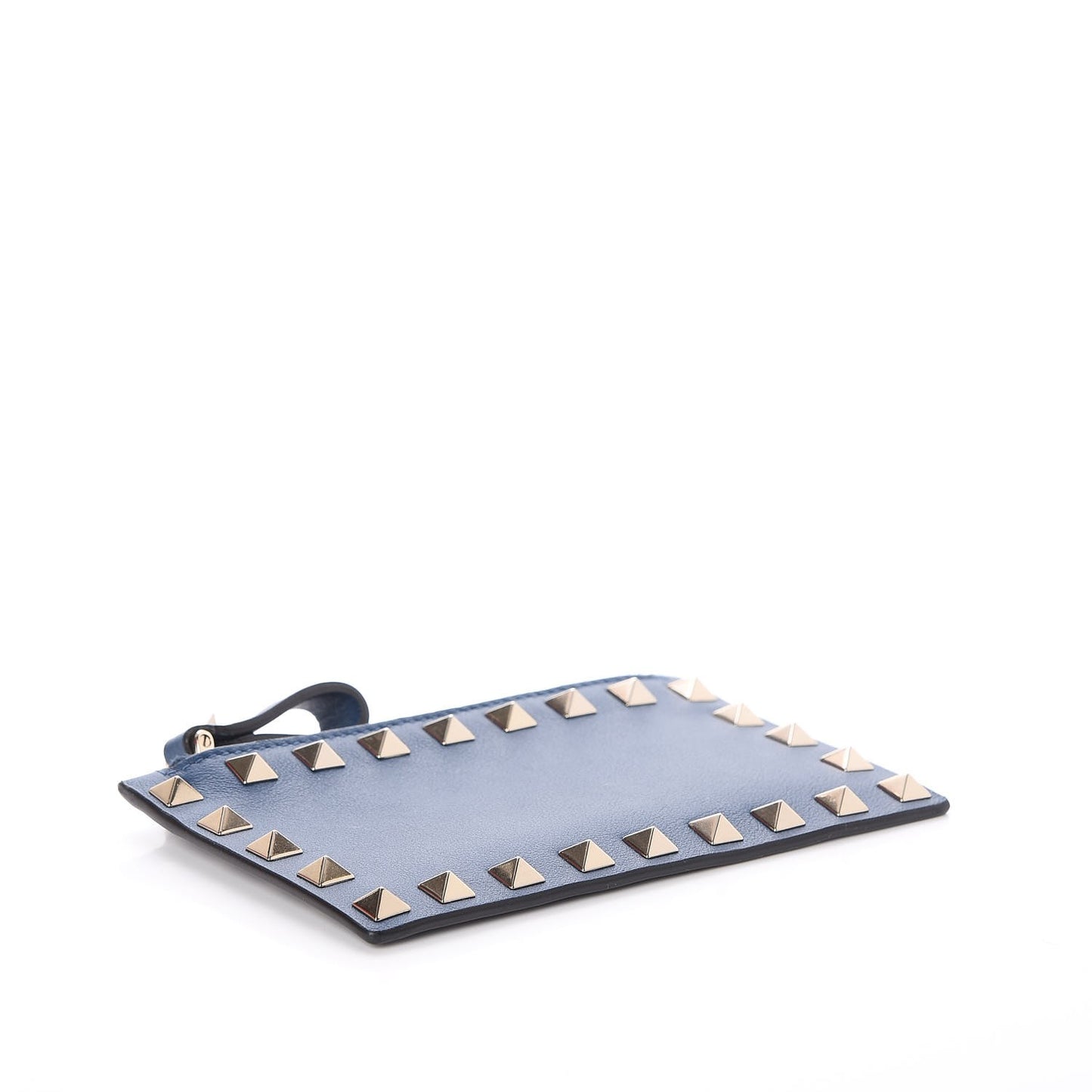 Calfskin Rockstud Coin Case Card Holder Peacock