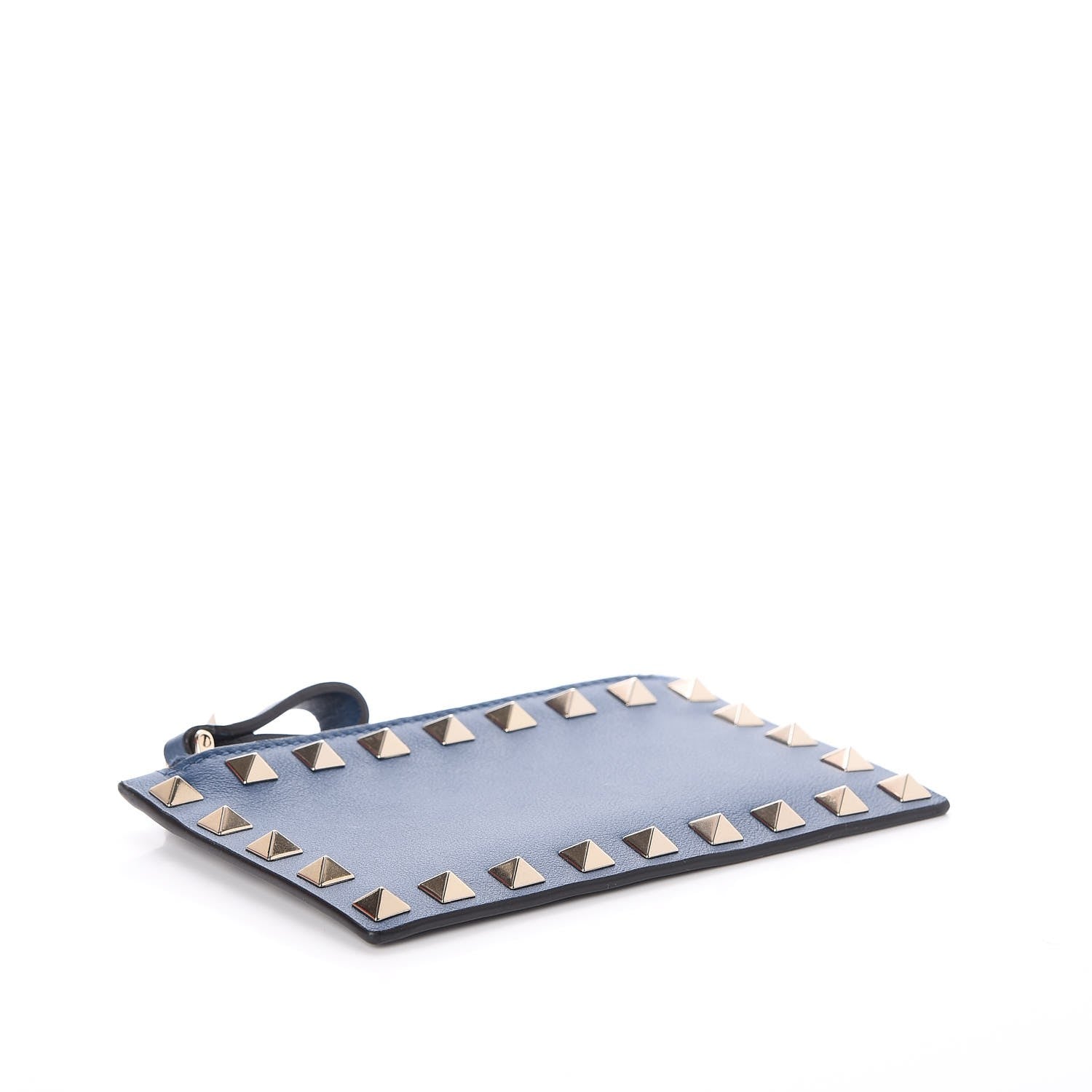 Valentino Garavani Calfskin Rockstud Coin Case Card Holder Peacock 4 of 9