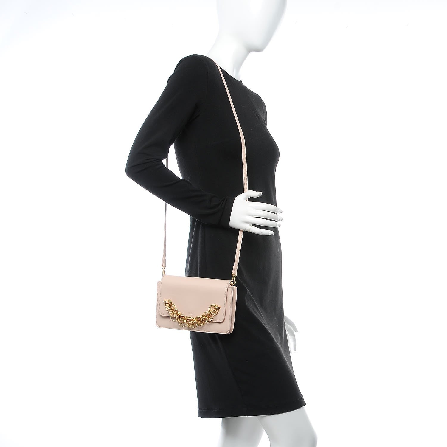 Chloe Smooth Calfskin Drew Bijou Clutch Cement Pink 2 of 9