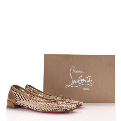 Christian Louboutin Mesh Patent Calfskin Sweetie Jane Flats 37.5 Lionne 8 of 8