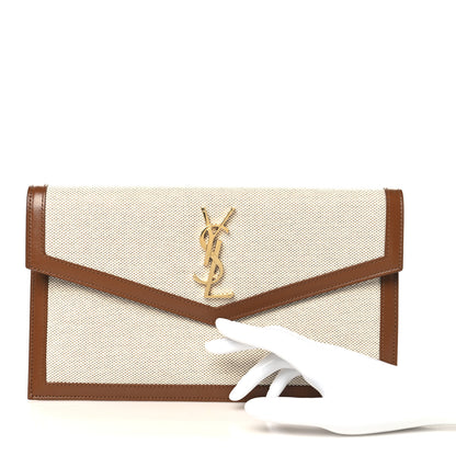 Saint Laurent Canvas Uptown Pouch Natural Beige Brick Natural Beige Brick 2 of 8