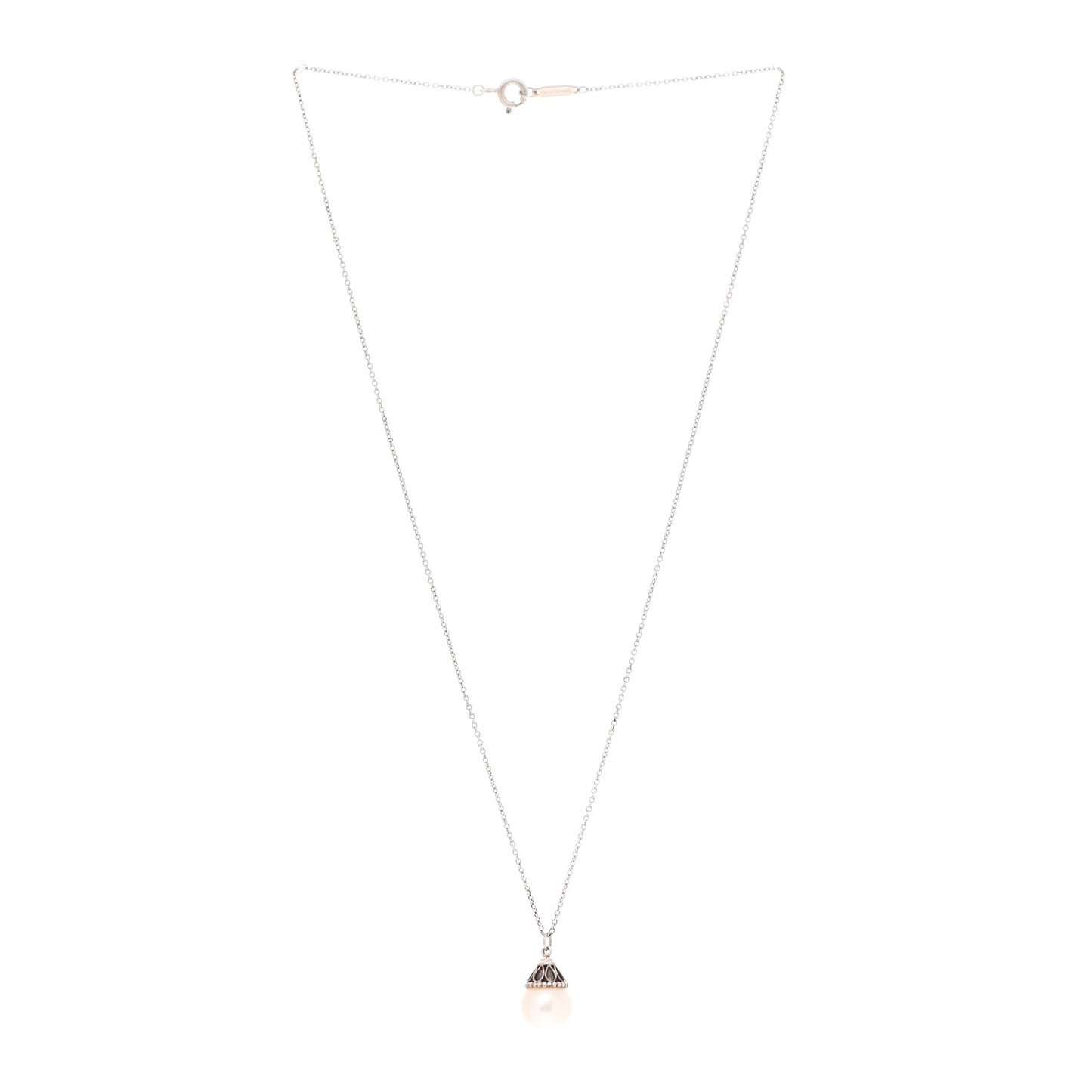 Sterling Silver Pearl Ziegfeld Drop Pendant Necklace