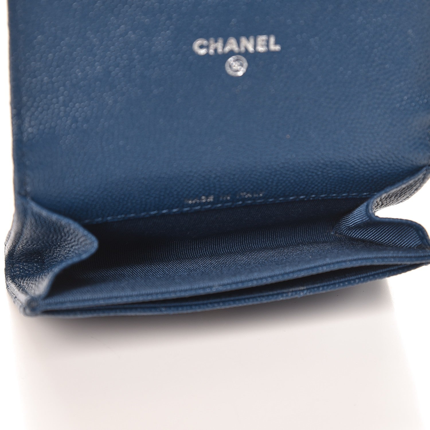 Chanel Caviar Chevron Quilted Card Holder Wallet Dark Blue 5 of 8