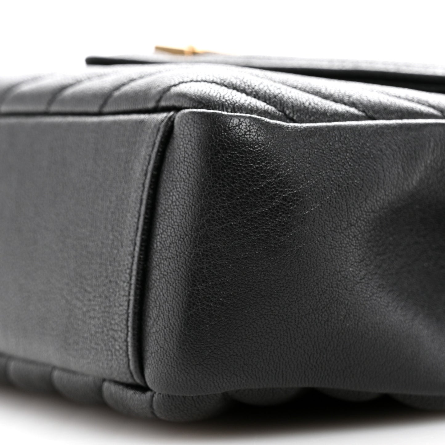 Sheepskin Matelasse Chevron Monogram Medium College Bag Black