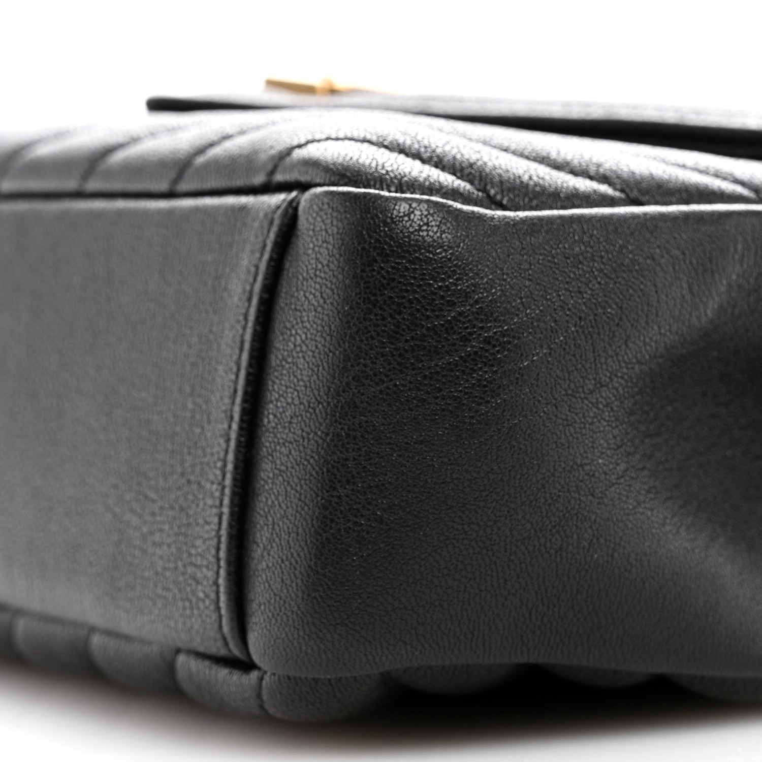 Saint Laurent Sheepskin Matelasse Chevron Monogram Medium College Bag Black 10 of 10