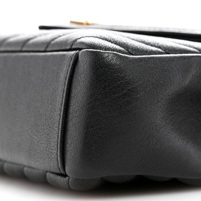 Saint Laurent Sheepskin Matelasse Chevron Monogram Medium College Bag Black 10 of 10