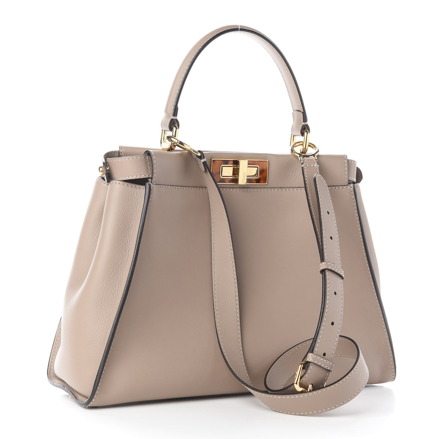Fendi Vitello Seta Plexiglass Tortoise Medium Peekaboo Iconic Satchel Tortora 3 of 8