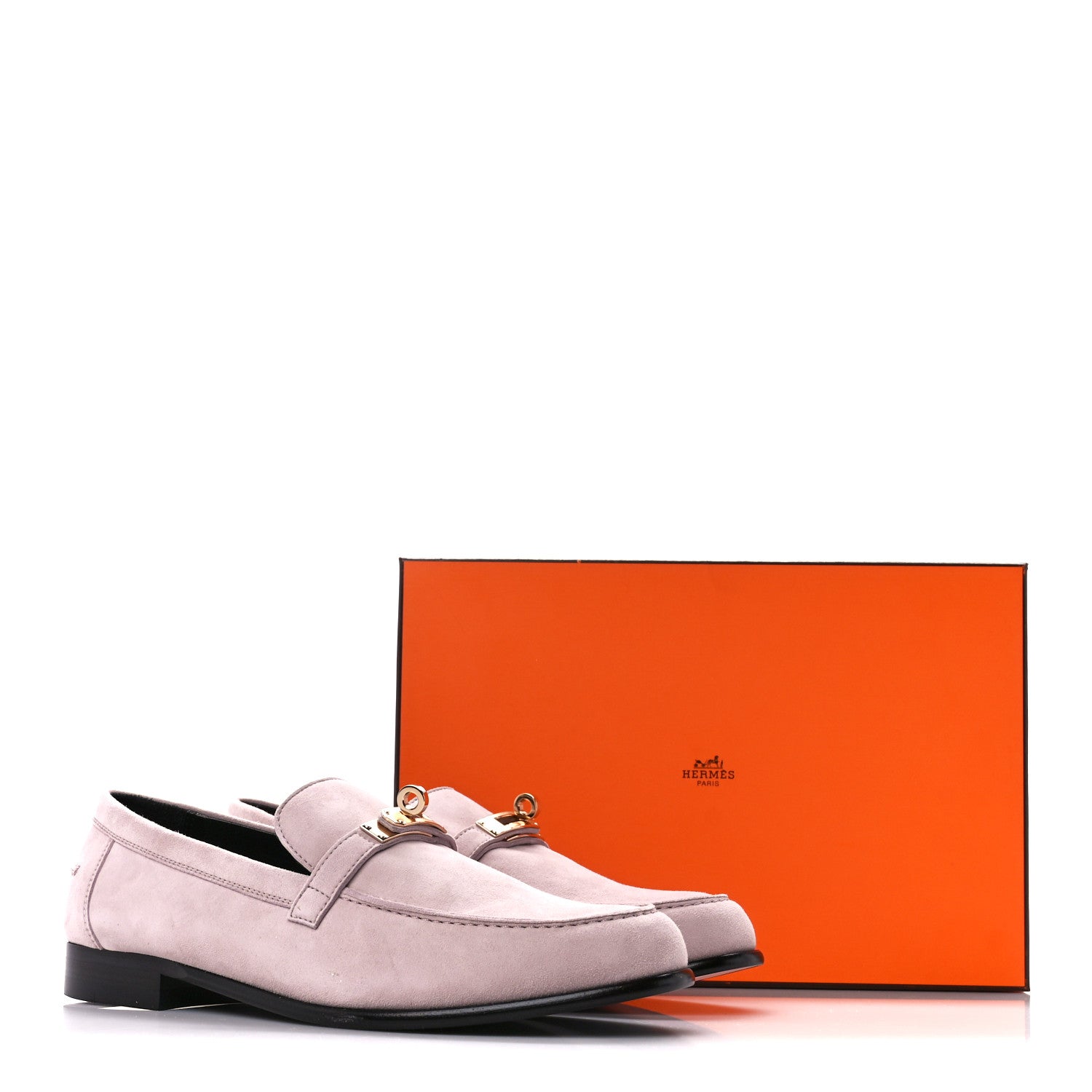 Hermes Suede Goatskin Womens Destin Loafer 41 Rose Opaline 10 of 10