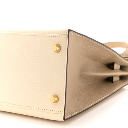 Hermes Epsom Bi-Color Horseshoe Kelly Sellier 28 Craie Trench 10 of 15