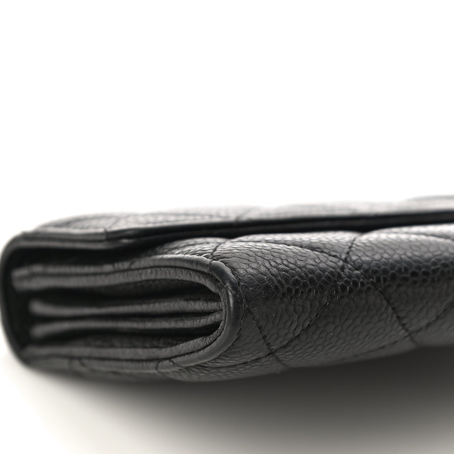 Caviar Quilted Large Gusset Flap Wallet Black
