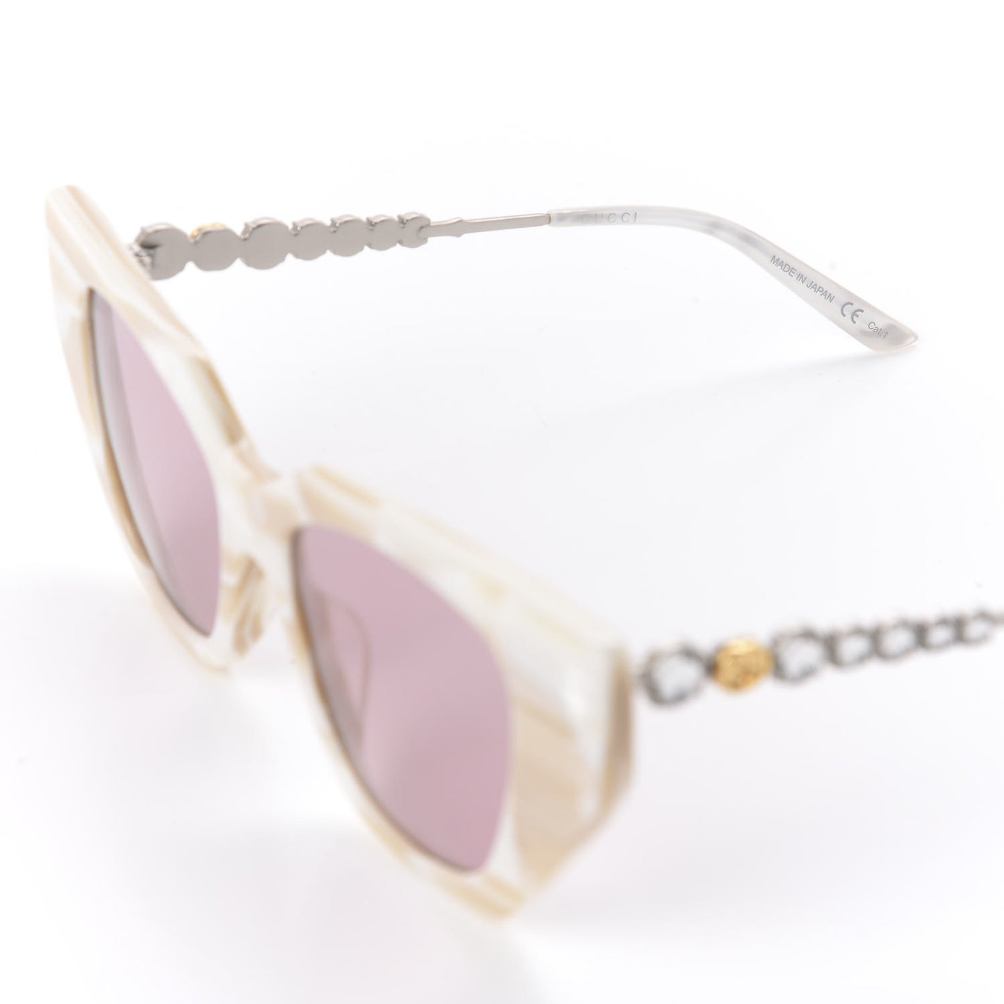 Crystal Embellished Cat Eye GG0641S Sunglasses White