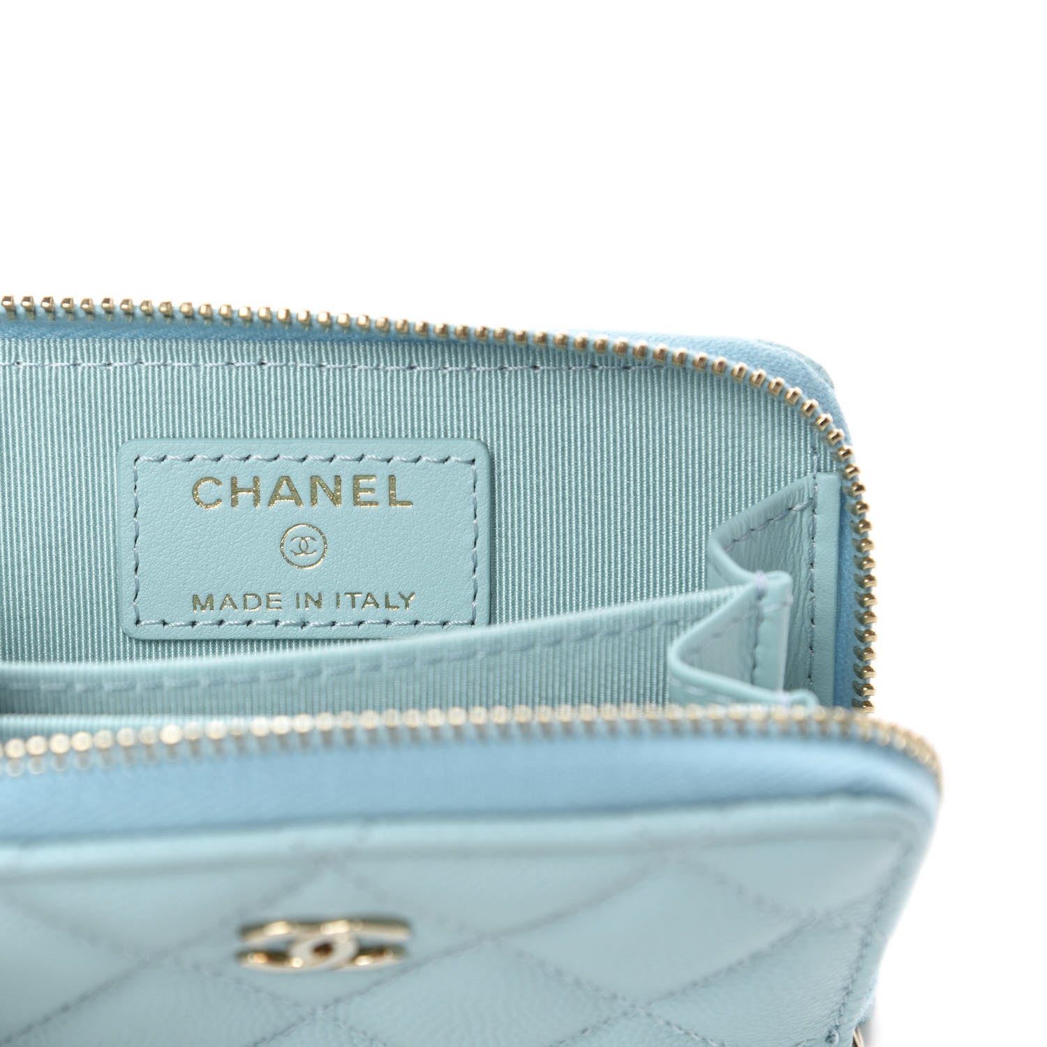 Chanel Caviar Quilted Zip Coin Purse Light Blue 6 of 8