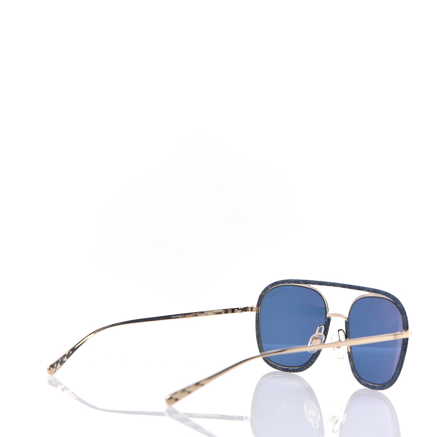Chanel Metal Denim Pilot Sunglasses 4249-J Gold Dark Blue 4 of 6